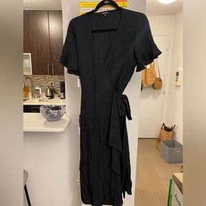 Madewell Ruffle-Sleeve Wrap Dress / MEDIUM / TRUE BLACK